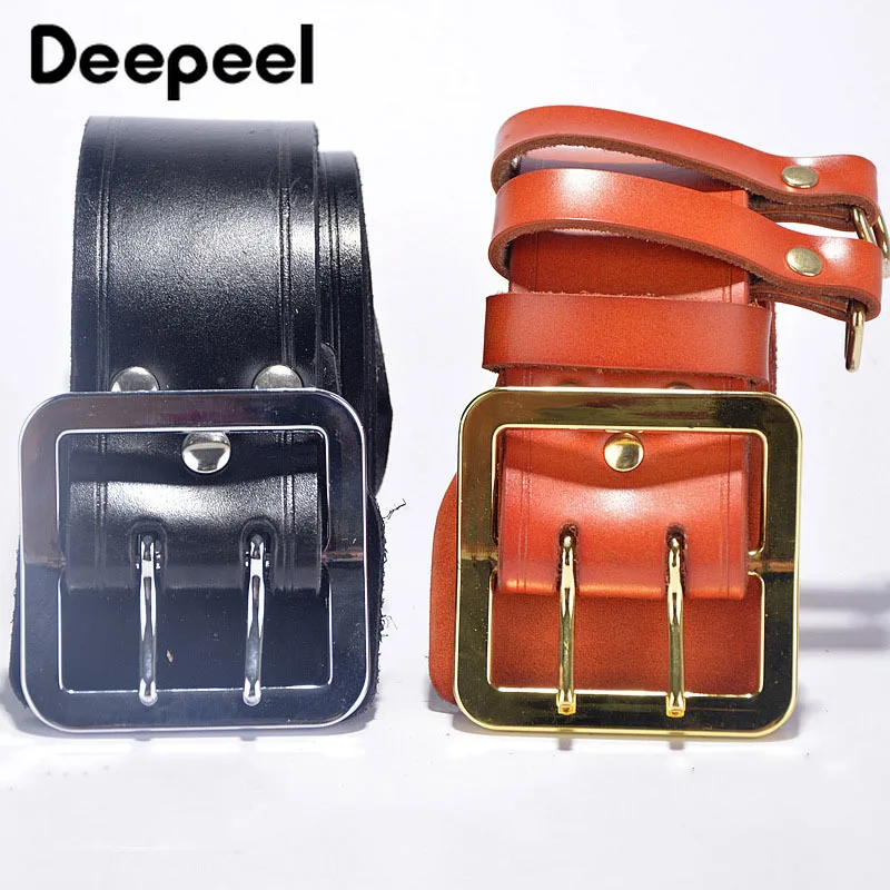 Deepeel/1 шт., 4,8 см* 105 см-125 см, мужской ремень с двойным отверстием, специальный двойной ремень с пряжкой, мужской широкий ремень из воловьей кожи YK726