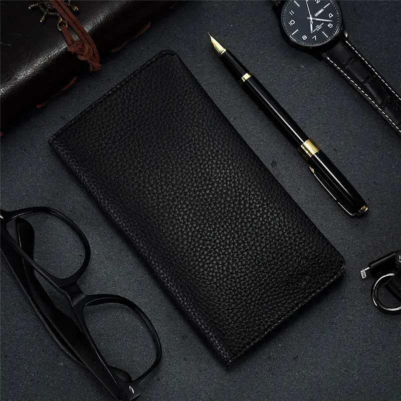 Black Прочный Флип Ретро из искусственной кожи чехол для iPhone 8/7/6 S/6 Plus " дюймов Личи узор отделения для карт бизнес кнопка телефон сумка - Цвет: Black