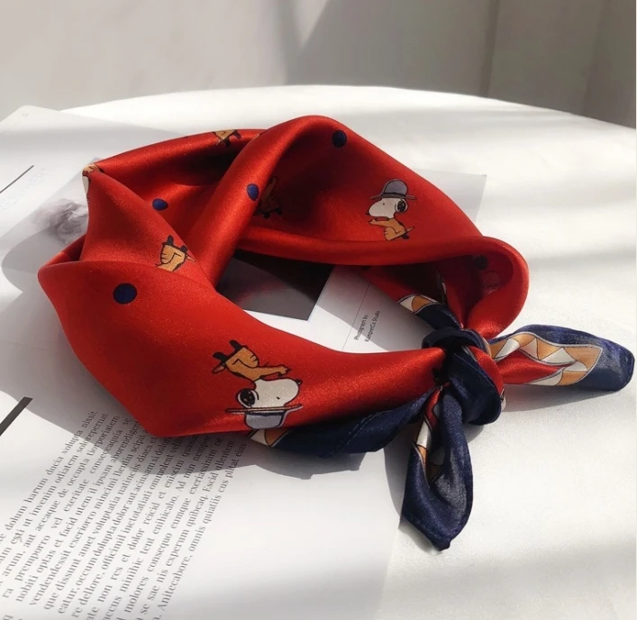 

Silk scarf female spring and summer joker silk silk scarf cartoon animal small square scarf decorative scarf