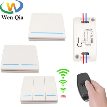 

Wenqia 433Mhz switch LED/Light/fan lamp Universal Wireless Remote Control AC 220V 10Amp 1CH RF Relay Receiver Transmitter