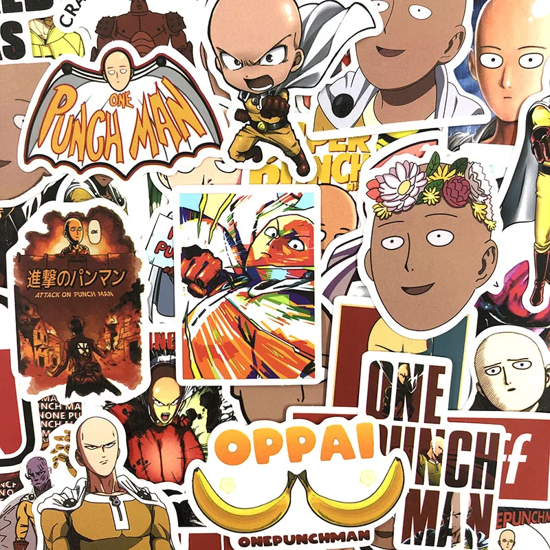 50 шт./компл. японский аниме ONE PUNCH-MAN наклейки для автомобиля ноутбук телефон холодильник мотоцикл для Детский скейтборд наклейки