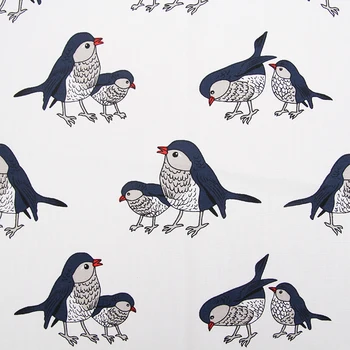 

Handmade diy fabric delicate clothing fabric high-density white bottom bird printed cotton fabric