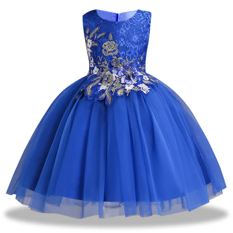Navy blue Рождественское платье для девочек Одежда для детей праздничные Детские платья принцессы для девочек, костюм детское свадебное платье 3, 4, 5, 6, 7, 8, От 9 до 10 лет - Цвет: Navy blue