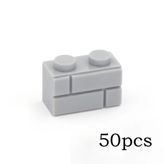 DIY Building Blocks Wall Figures Bricks 1x2 Dots 50/100PCS Educational Creative Toys for Children Size Compatible With 98283 Light Grey 50pcs