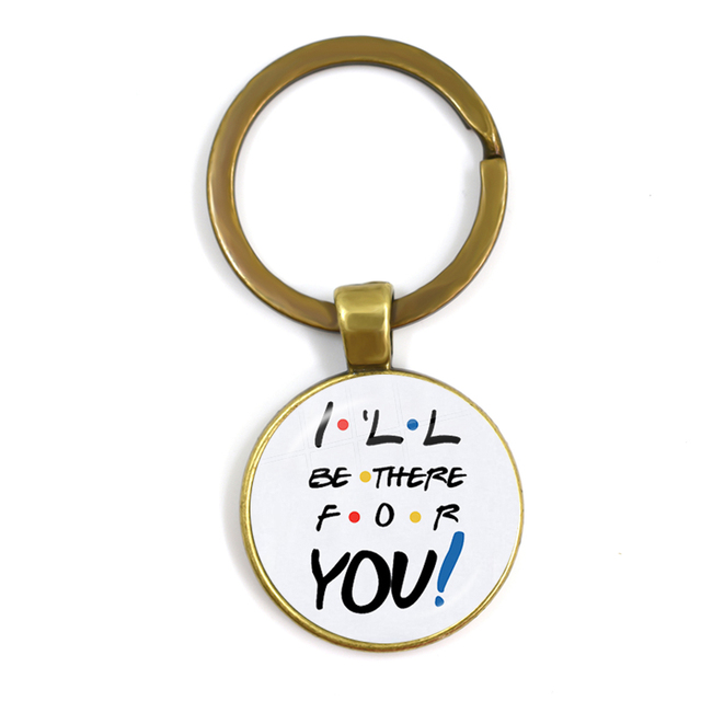 Friends TV Show Pendant Keychain Character Cartoon Fun Pattern 25mm Glass Cabochon Key Ring Keyholder Good Friend Gift