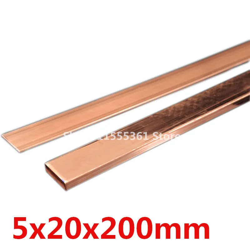 5x20x200mm High Quality Red Copper Shaft Square Flat Bar Model Maker DIY  Material All Sizes In Stock Free Shipping