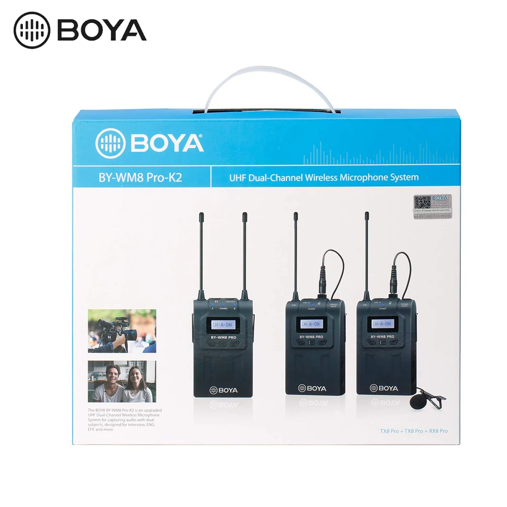 BOYA BY-WM8 Pro K1/K2 Mic беспроводные ПЕТЛИЧНЫЕ микрофонные системы для видео интервью трансляции Canon Nikon DSLR камера видеокамера