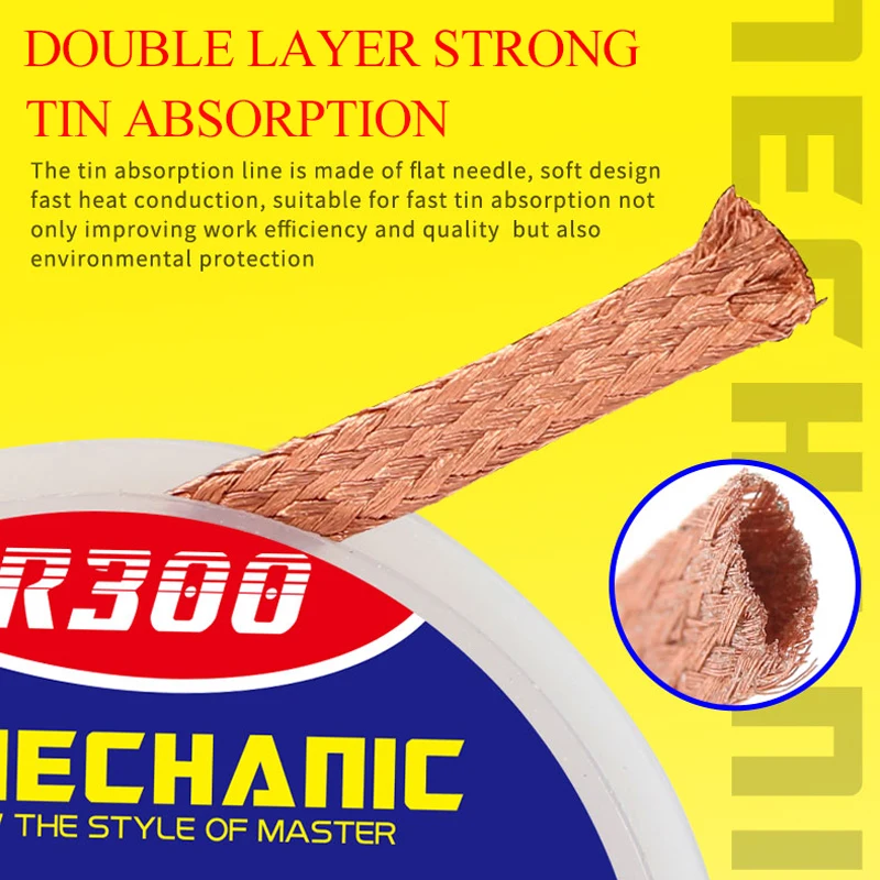 MECHANIC Desoldering Wire Solder Wick Tin Remover 1.5m Length Desoldering Braid PCB Welding Rework Tool 5pcs/lot solder remover soldering wire desoldering braid soldering repair tool soldering tin wire welding wires desoldering mesh braid