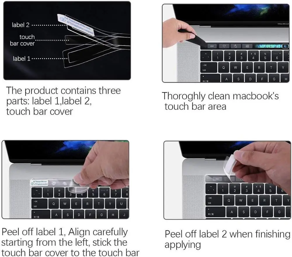 Touch Bar Clear Film Protector Sticker Skin for MacBook Pro 13 15 16 inch A2338 A2289 A2251 A2141 Dust & Scratch Resistant