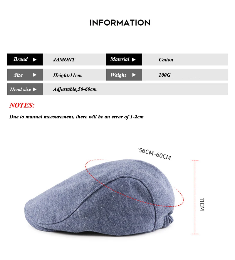 [JAMONT] Autumn and winter caps solid color blank men's and women's casual hats retro British painter beret hat elastic adjustm