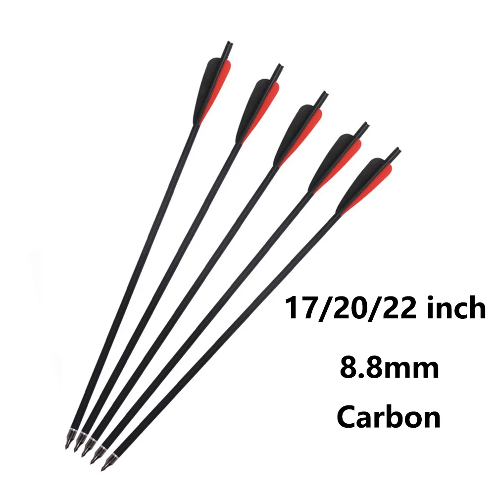 6pcs Target Hunting 20 Inches 8.8mm Carbon Arrow with 125 Grain Arrow Broadhead 