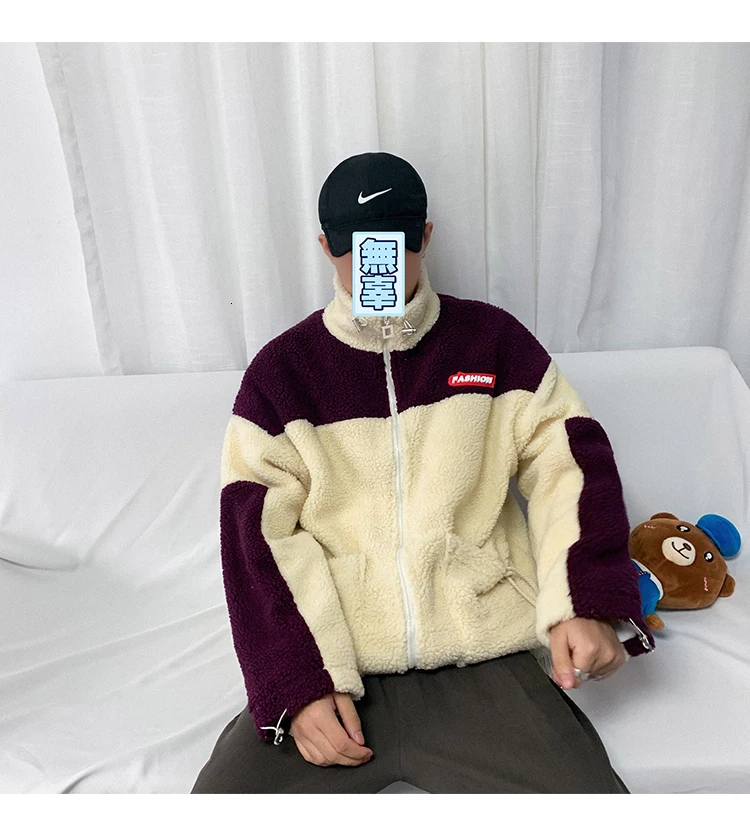 Winter Korean Version Of Europe And The New Thickening Lapel Loose Stitching Wool Liner Woolen Coat