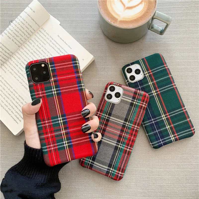 Ретро решетки холст тряпичный чехол для iphone 11 11Pro Max XS X XR 7 8 Plus Мягкий силиконовый