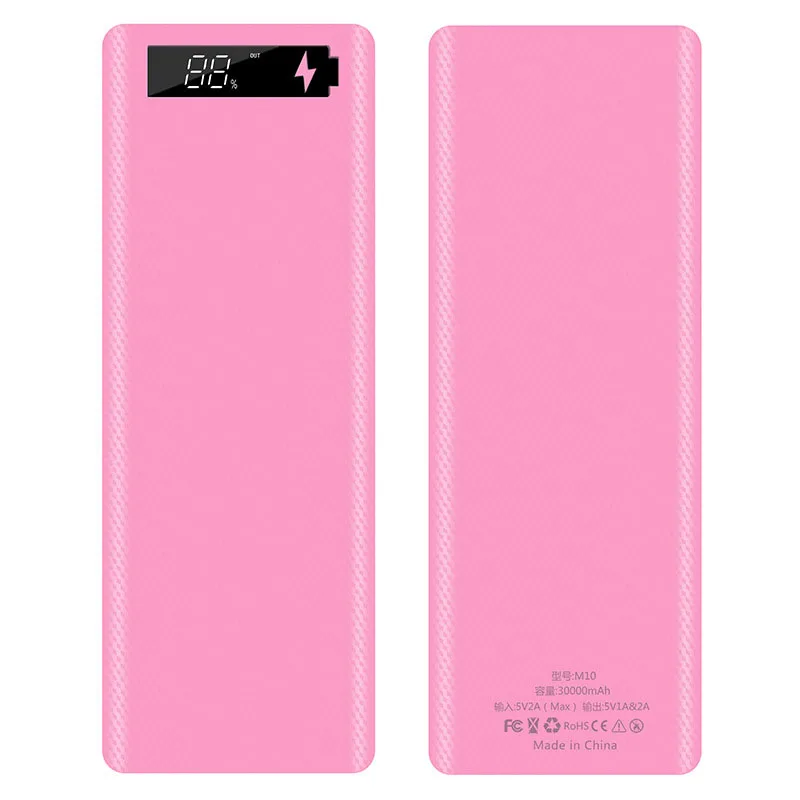 10*18650 Dual USB Мощность банк Батарея Box Shell 5 V/2A 30000 мА/ч, сделай сам зарядка коробка для IPhone samsung Мощность внешнего аккумулятора - Цвет: Pink