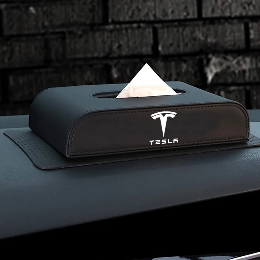 Автомобильный тканевый ящик для Tesla модель 3 модель S модель X Авто Tesla логотип печать подлокотник из искусственной кожи коробка кожаный тканевый чехол аксессуары для интерьера