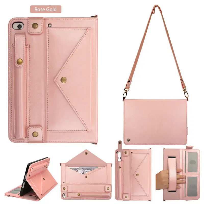 Rose gold Чехол-конверт для iPad Mini 5 Mini5 7," Mini 4 3 2 1 чехол Funda с держателем-карандашом и подставкой, чехол, сумки через плечо - Цвет: Rose gold