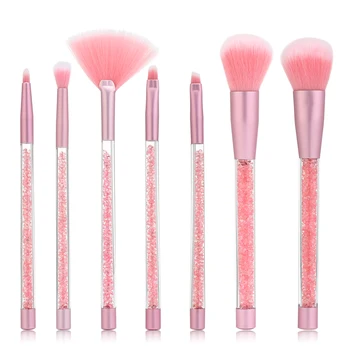 

Crystal Sparkles 7pc Foundation Makeup Brush with Blush Powder Eyeshadow Eyebrow Eye Blender Brush Set for Makeup Nails