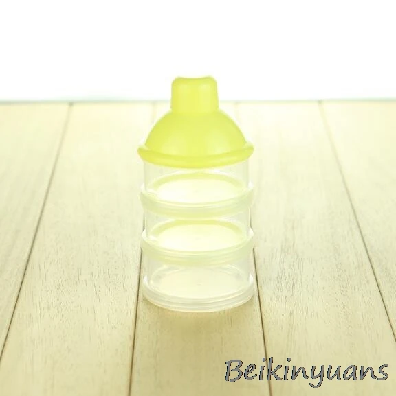 Yellow 3 layers Детская коробка для хранения еда, молоко, порошок, детское питание, добавка, контейнер для кормления, подходит для путешествий, портативная коробка для сухого молока - Цвет: Yellow 3 layers