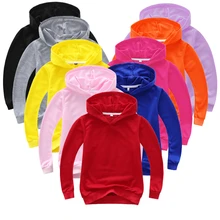 Sweat à capuche en coton à manches longues pour enfants, pull, couleur unie, pour garçons et filles, hauts d'extérieur, printemps automne 