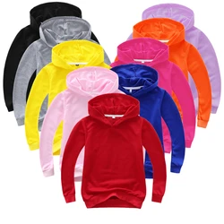 Primavera outono crianças pulôver hoodies para o bebê meninos meninas crianças cor sólida algodão manga comprida hoodies moletom ao ar livre