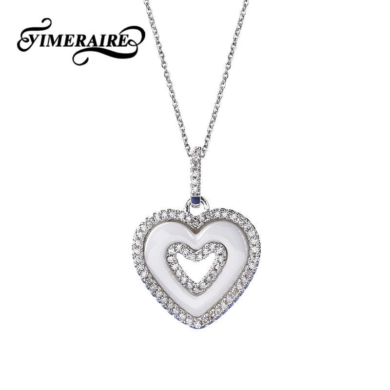 TUHE Women Necklace Statement Necklaces Pendant Hollow Heart Shape Fashion Jewelry 44cm Copper Chain Shining Crystal | Украшения и