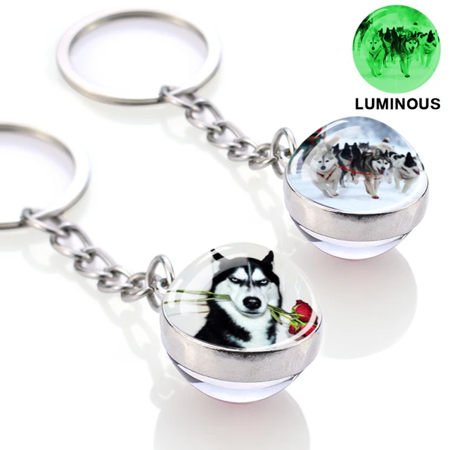 Glow In The Dark Siberian Husky Schlüssel Ring Tier Schlüssel