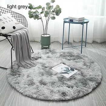 

Round Carpet Nordic Ins Style Gradient Colorful Rug Soft Faux Fur Shaggy Rug Mat Home Decor for Bedroom Living Room Door Window