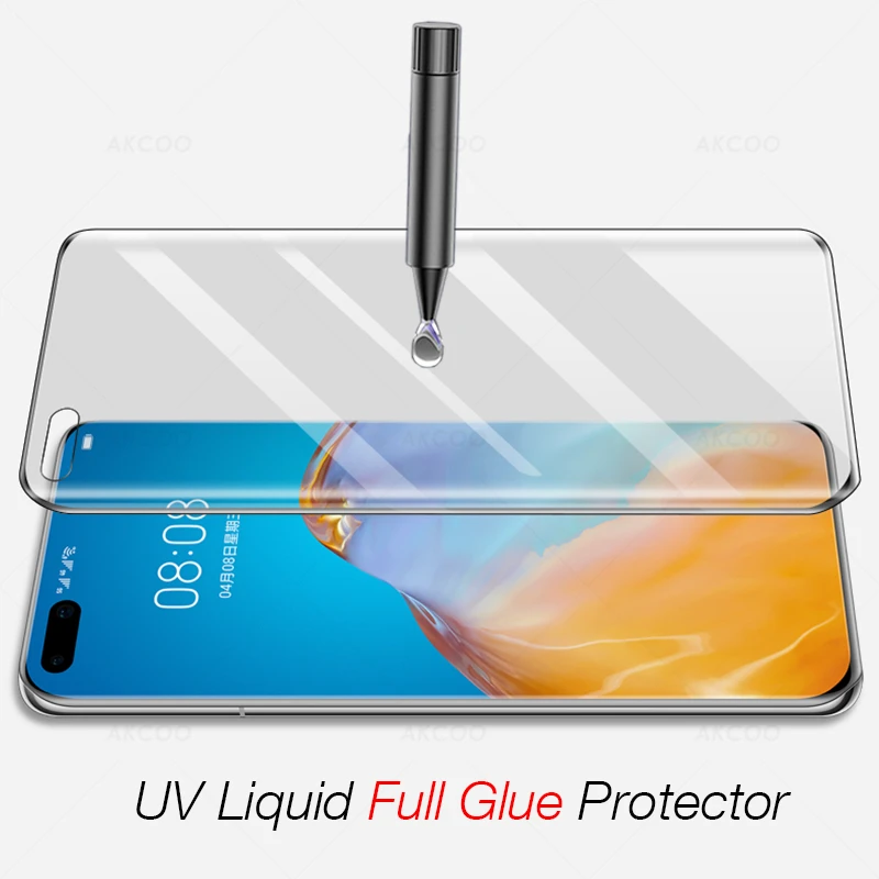 Защитное стекло Akcoo P40 Pro анти шпионское УФ с полным покрытием закаленное для Huawei