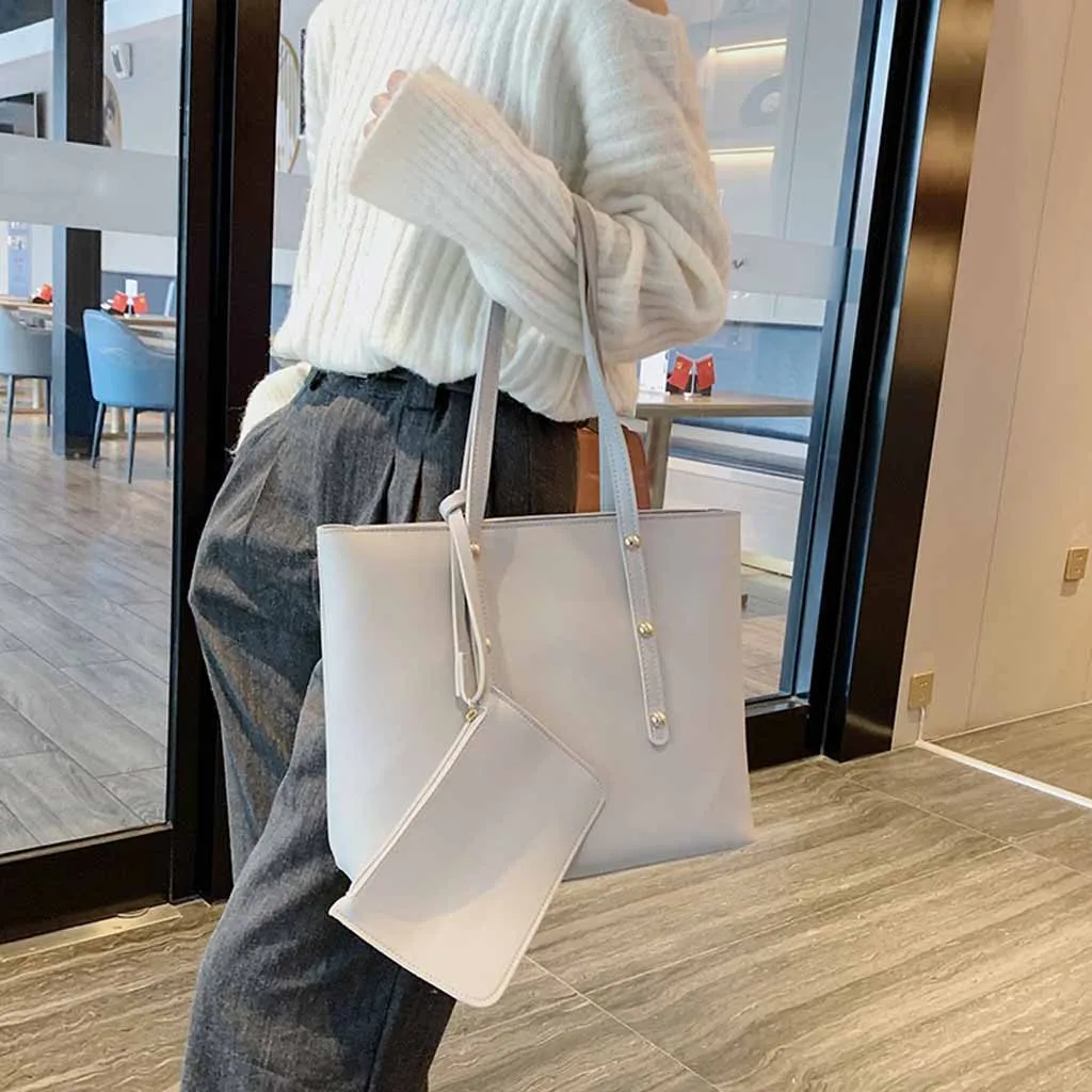 Женская одноцветная сумка 2 шт. Простая Сумка тоут модная на плечо Изысканная