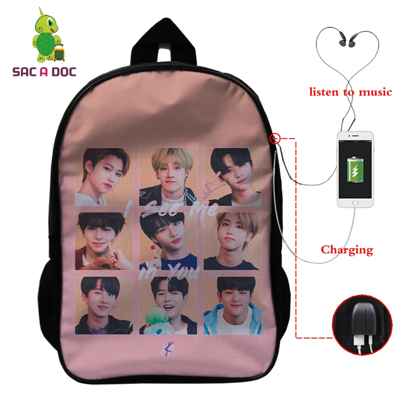 Mochila Kpop рюкзак для детей женский многофункциональный USB зарядка латоп рюкзак школьные сумки для подростков девочек мальчиков рюкзак для путешествий - Цвет: 27