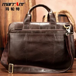 Men's Real-Leather Bag Retro Men's Handbag Oil Wax Leather Business Large Capacity Briefcase Horizontal 8902