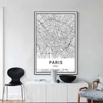 

Nordic Style Customized Black and White World Famous City Maps Prints Wall Art Canvas Paintings Poster Home Decor