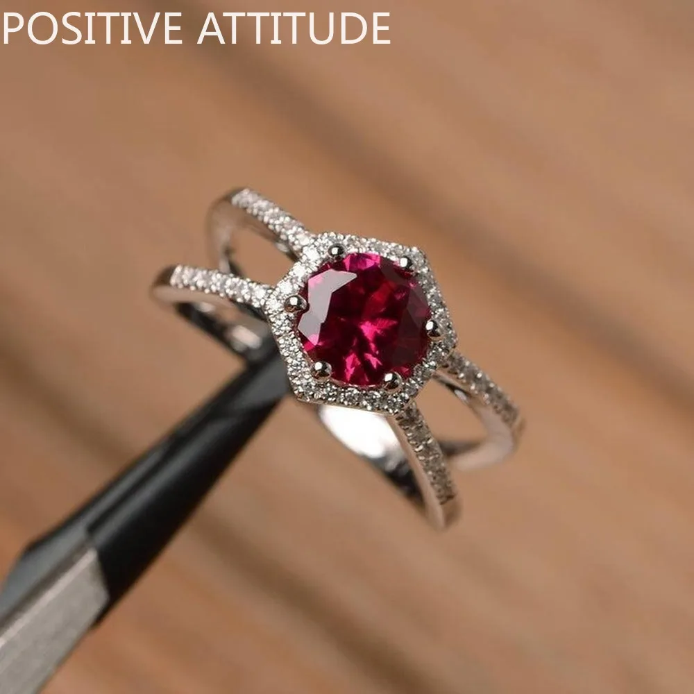 Новинка 2020 гексагональный 2 карата цвет Бургунди Женское кольцо свадебные