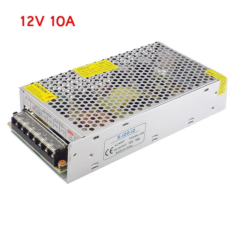 

AC 100V-265V to DC 12V 10A 120W CCTV Camera Power Supply Adapter Converter LED Strip Switch Driver Charger Transformer K08
