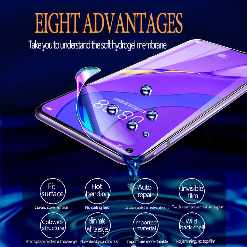 Защитная пленка 100D Гидрогелевая для Huawei P30 Lite Mate 10 20 30 Pro Nova 5t P Smart 2019 не