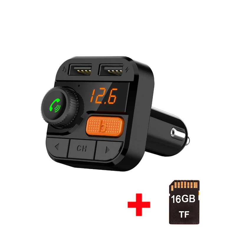 16G TF Card Bluetooth 5,0 автомобильный fm-передатчик беспроводной fm-модулятор телефон автомобильный зарядка MP3-плеер автомобильные аксессуары Hands-Free TF карта/U диск - Название цвета: 16G TF Card