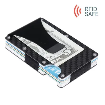 

Men's Carbon Fiber Credit Card Holder RFID Non-scan Metal Wallet Purse Male Business Card Holder Carteira Masculina Billetera