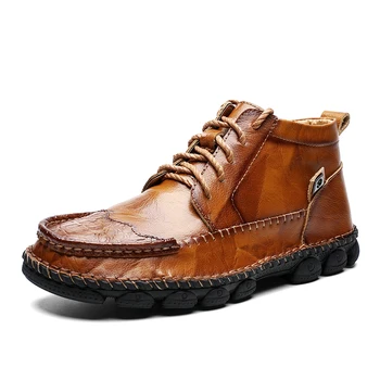 

2020 Men Shoes Leather Mens Shoes Casual Loafers Classic Casual Leather Shoes Men Wear-resistant Summer Big Size38-48 Lace Up