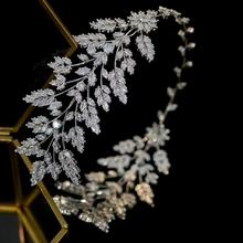 ASNORA Модные женские волосы с Свадебная Ювелирная Тиара повязка на голову Ювелирные изделия листья ободок с листьями циркония Хрустальная корона