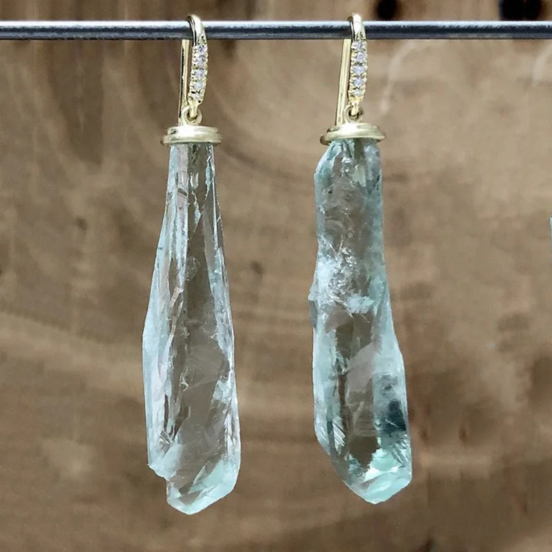 

Hot Fashion 2019 Geometric Irregular White Crystal Statement Earrings for Women Luxury Bridal Maxi Dangle Earrings Boho Jewelry