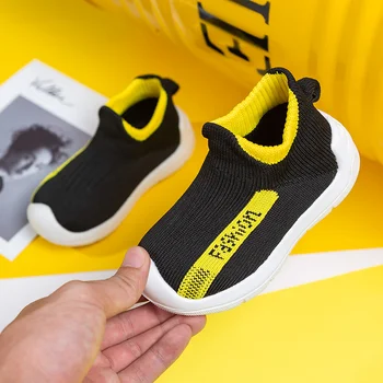 

Hot Sale Kid Sneakers Mesh Breathable Boy Luxury Brand Shoes FlyWire Kids Sport Shoes Slip-on Walking Shoes Kids Toddler Shoe
