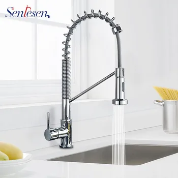 

Senlesen Kitchen Sink Taps Chrome Brass Kitchen Faucet Single Handle Hole Vessel Sink Mixer Tap