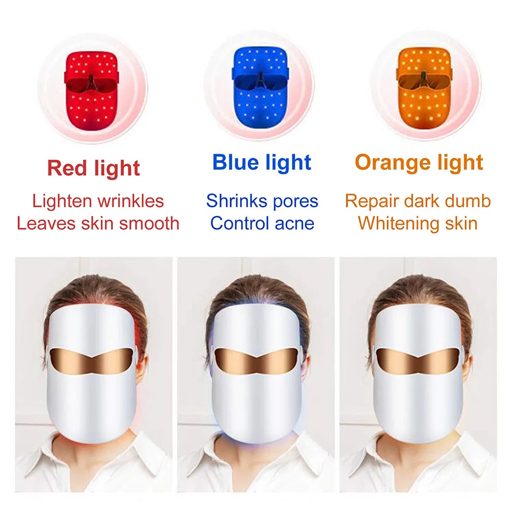 Tlinna светодиодный маска для лица, 3 цвета, светодиодный светильник, фотонный аппарат для омоложения кожи, удаления морщин и акне, инструменты для красоты лица