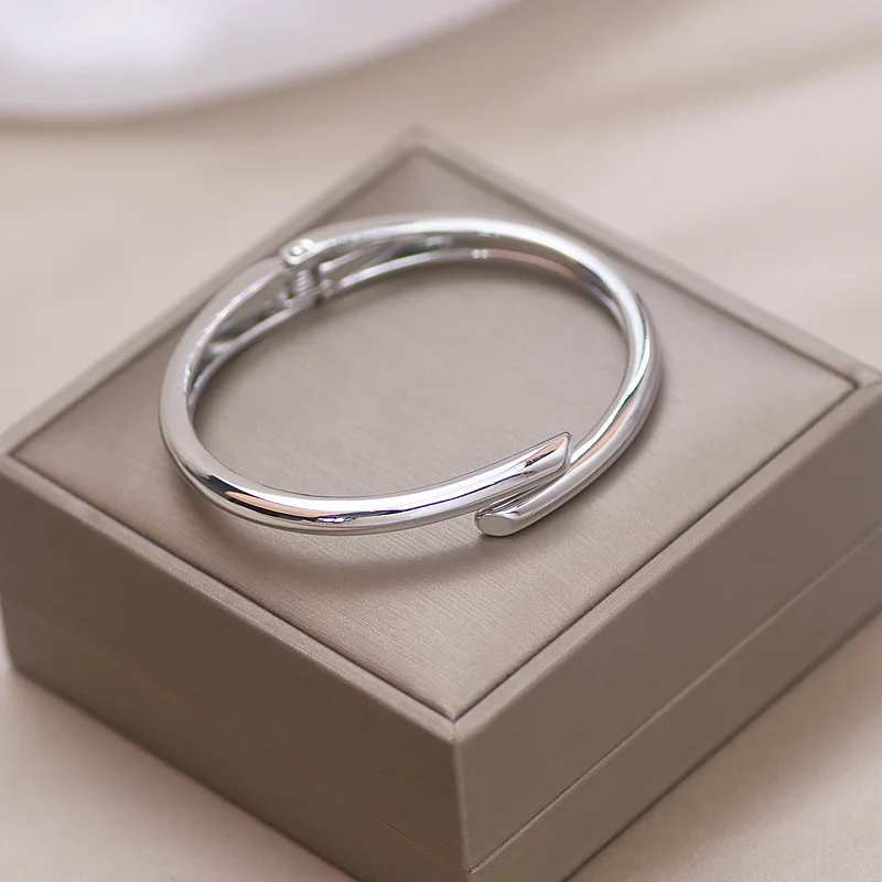 Bangle Bracelet Trendy Simple Jewelry Geometry Round Metal Open Bangles Bracelets Punk Gold Color for Women Girls Gift
