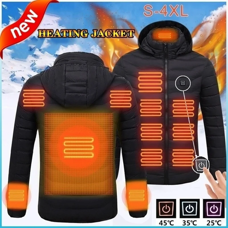  Chaquetas de invierno para hombre con capucha y calefacción por USB abrigos de trabajo con Control 