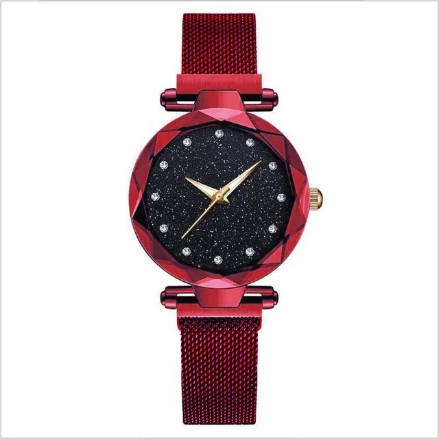 star FMW03red Женские часы с ремешком из нержавеющей стали, модные, элегантные, с магнитной пряжкой, Vibrato, фиолетовые, женские наручные часы, звездное небо, римская цифра, подарок, часы - Цвет: star FMW03red