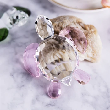 

H&D Collectible Turtle Figurine Miniature Crystal Glass Animal Paperweight Home Decoration Gift Showpiece for Peace & Prosperity
