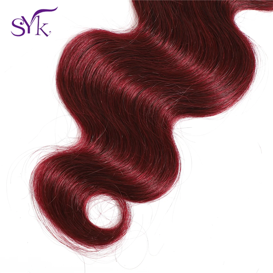 SYK Ombre Brazilian Human Hair Weave T1B/99J Straight Hair Bundles 1 Piece Pre Colored 10"-26" Non Remy Hair Extensions