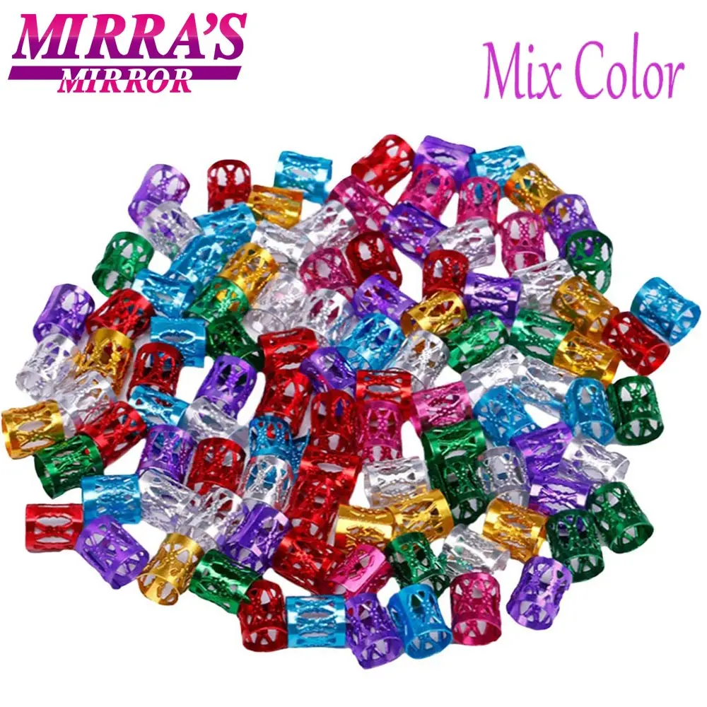 Mirra's Mirror 100 шт смешанные бусины для волос для косичек серебряные кольца для волос для девочек регулируемые аксессуары для дредов золотые манжеты клипсы - Цвет: 100pcs Mix color