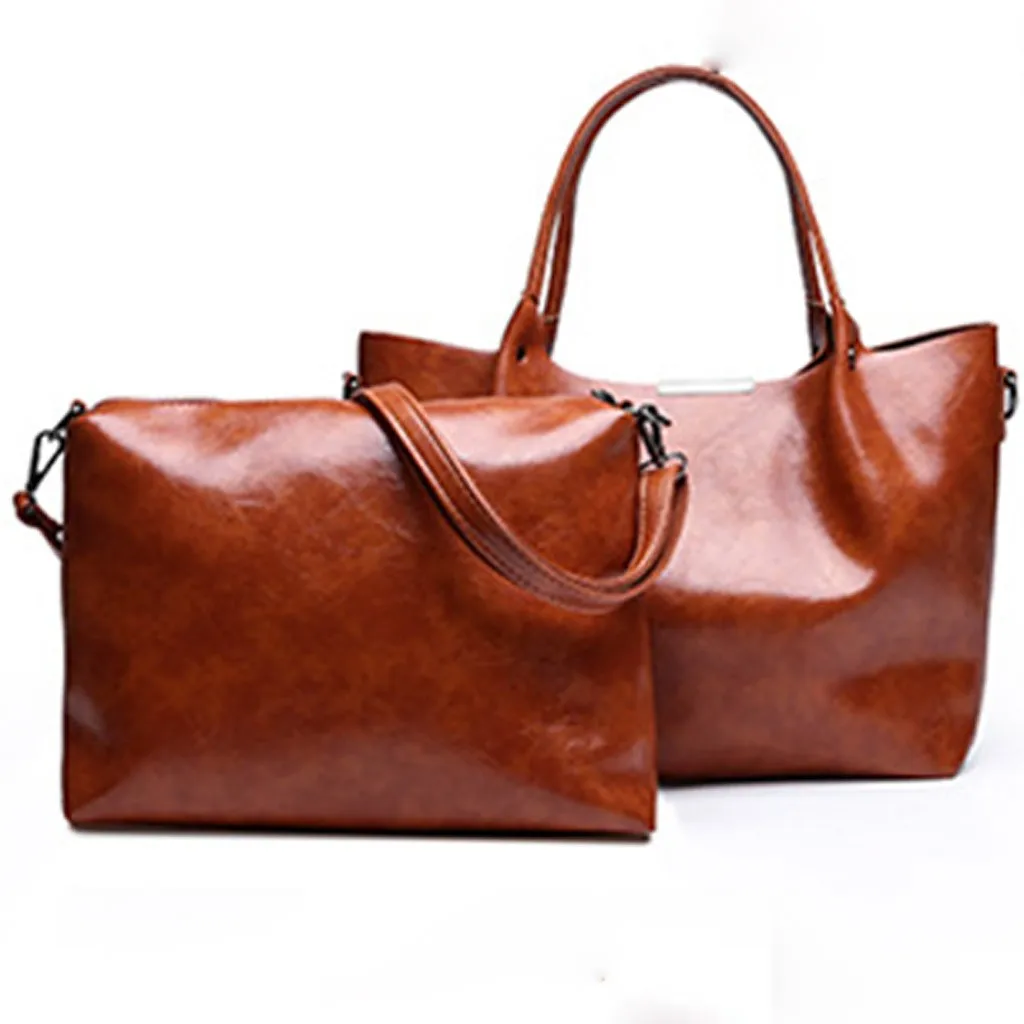 

Composite Women 2 Set Handbags Pu Leather Fashion Designer Handbag Shoulder Bag Black Vintage Female Messenger Bag Sac A Main